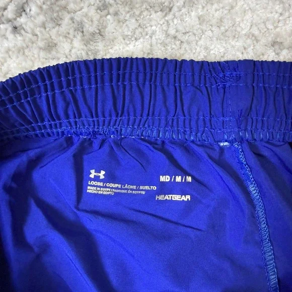 Under Armour Mens Athletic Shorts Royal Blue Loose Fit Medium 10in Inseam - Picture 3 of 6